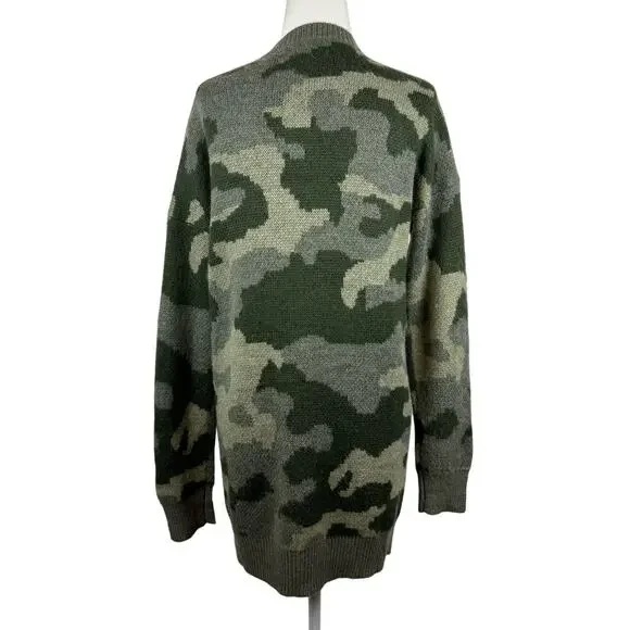 Lucky Brand Womens Green Camo Button Front Cardigan Sz‎ M | Casual Comfy Cozy - Picture 2 of 13